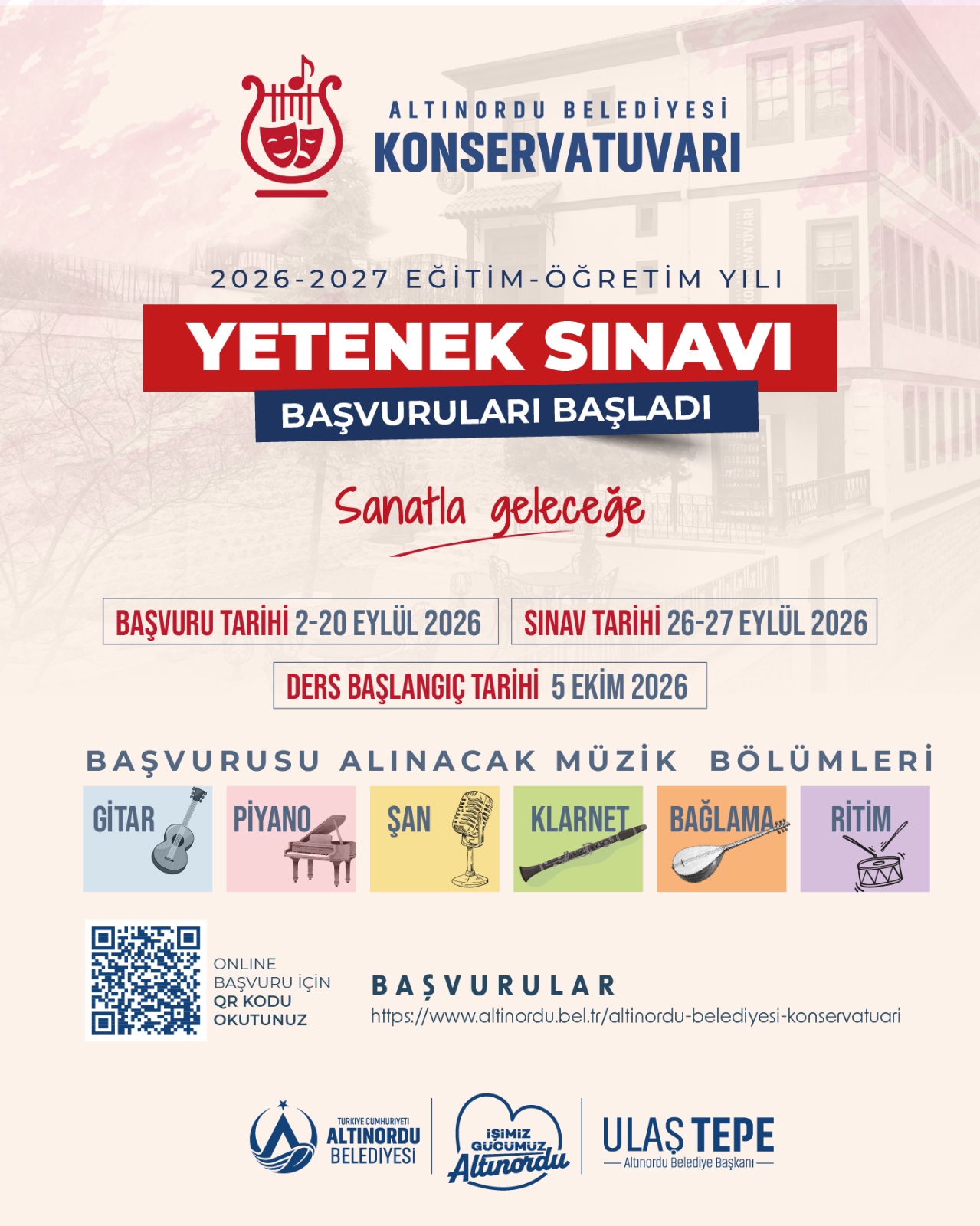 ALTINORDU BELEDİYESİ KONSERVATUVARI YENİ YETENEKLERİNİ ARIYOR